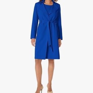 Blue le suit 2 PC crepe suit long jacket and dress